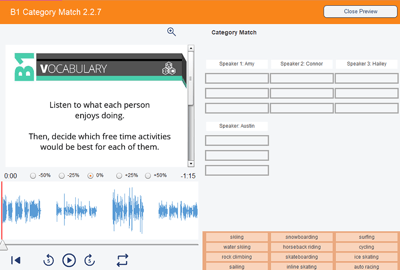 The SmartClass category match activity helps improve student comprehension.