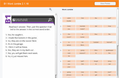 The SmartClass word jumble activity can help student that struggle with sentence structure.