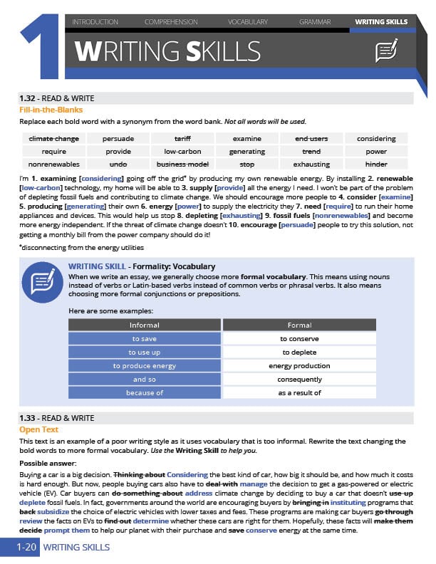C1 Level English curriculum with auto-graded activities