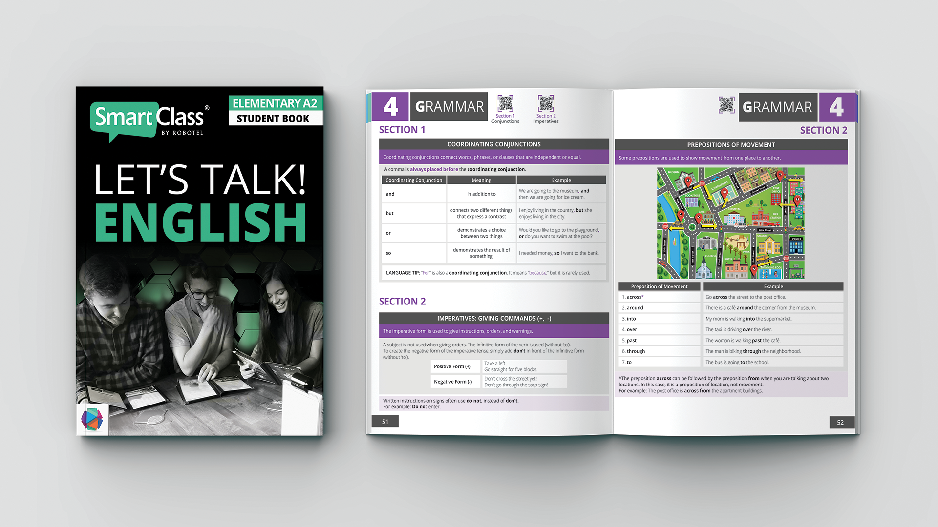 A2 English Student Book with an open page on grammar A2 English Student Book with an open page on grammar