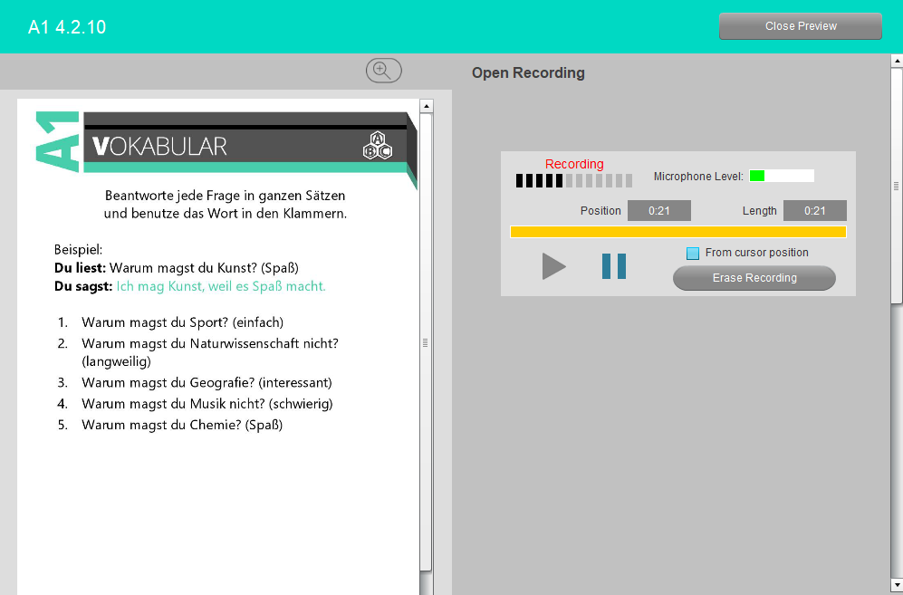 Open Recording Student German Open Recording Student German