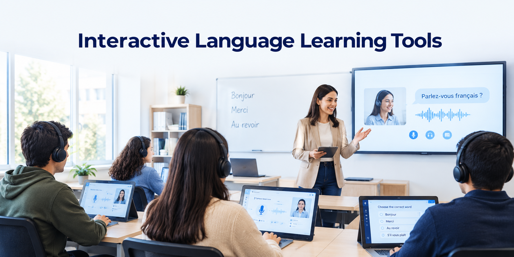Interactive language learning tools for teachers in a classroom